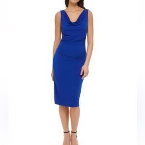 Lauren Ralph Lauren Blue/Purple Drape Front Sleeveless Dress